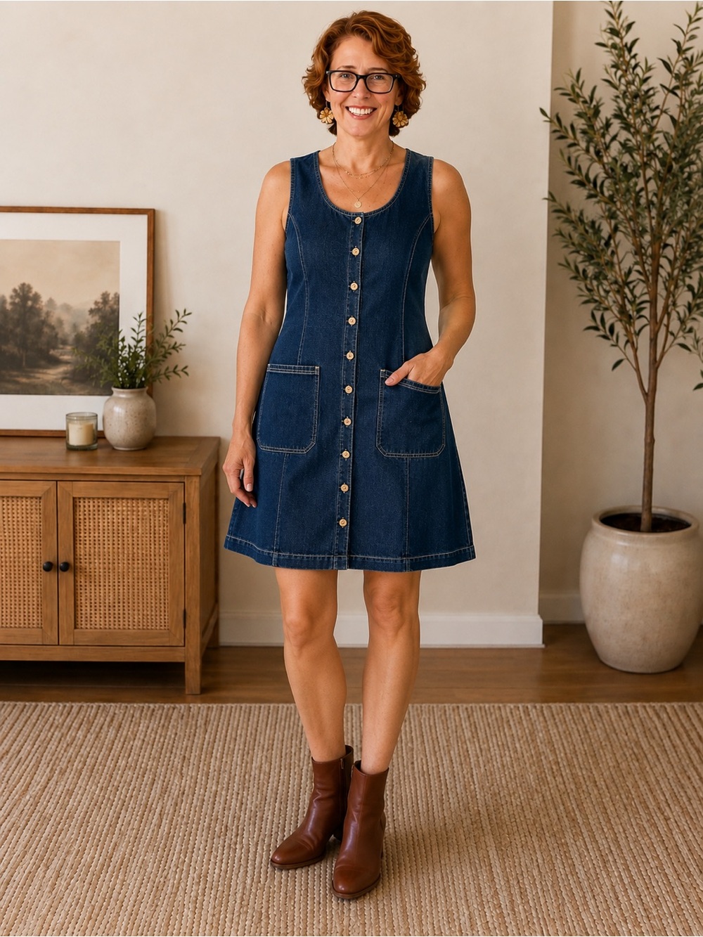 Luvamia Dark Wash Denim Button Front Dress 2XL NWT